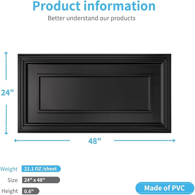 Art3d 12-Pack Drop Ceiling Tiles, 24x28 Inch PVC Panels in Black - Image 6
