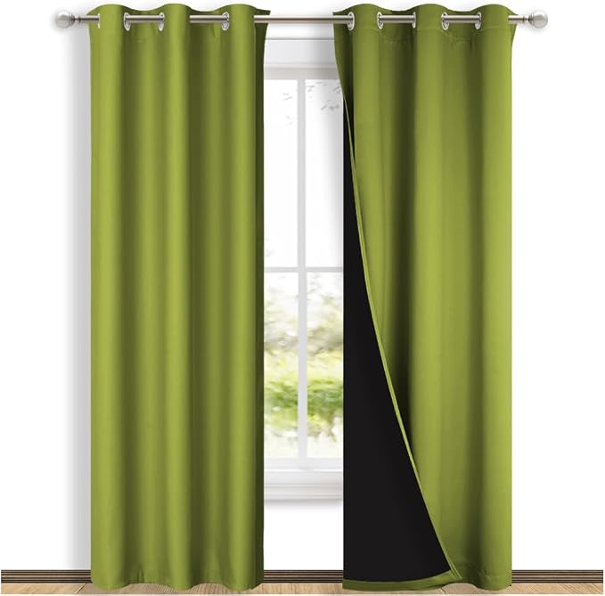 NICETOWN Blackout Curtains 80 inches Long, 2 Pieces, Fresh Green, Full Light by NICETOWN
