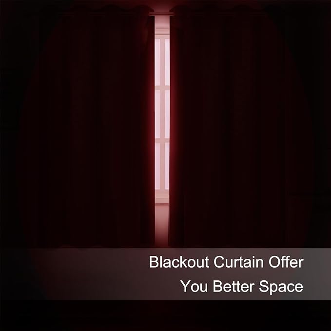 LEMOMO Blackout Curtains 66 x 54 Inch Long Bright Red Curtains Set of 2 Panels - Image 3