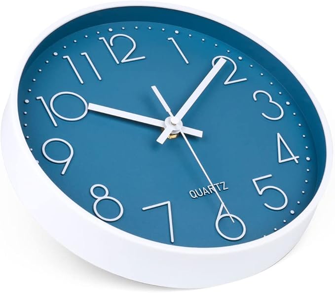 jomparis 10 Inch Cerulean Wall Clock Battery Operated Silent & Non-Ticking Wall - Image 6
