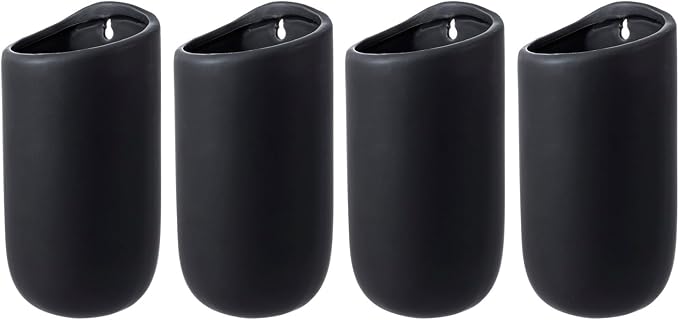 MyGift 7.5 Inch Wall Mounted Modern Matte Black Ceramic Cylindrical Plant - Image 5