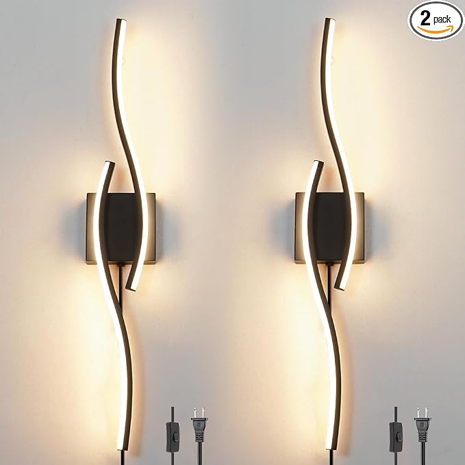 Plug in Wall Sconces Set of 2, Modern Plug in Sconce by Daunton