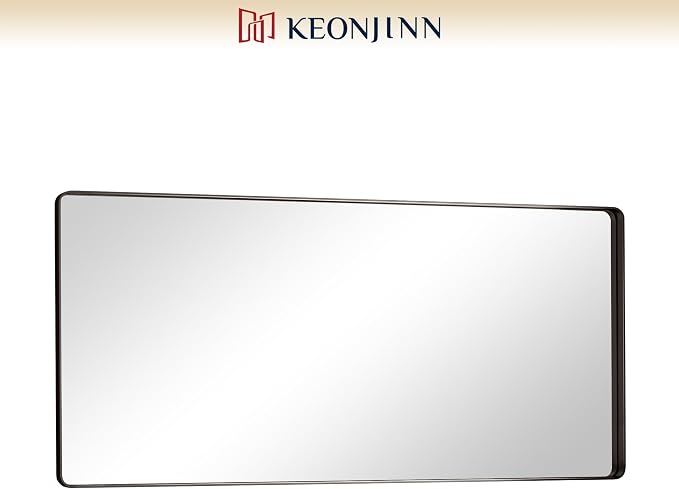 Keonjinn Black Bathroom Mirror for Over Sink, Sandblasted Finish Matte Black - Image 8