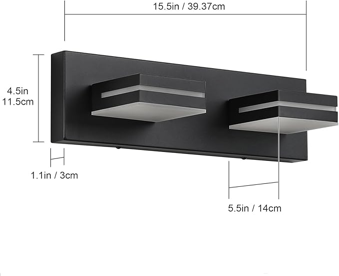 SineRise LED Modern Bathroom Vanity Light Fixtures, Matte Black Modern Acrylic - Image 7