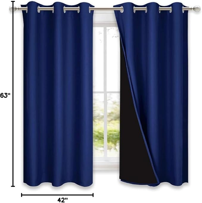 NICETOWN 100% Blackout Curtain Panels, Thermal Insulated Black Liner Curtains - Image 9