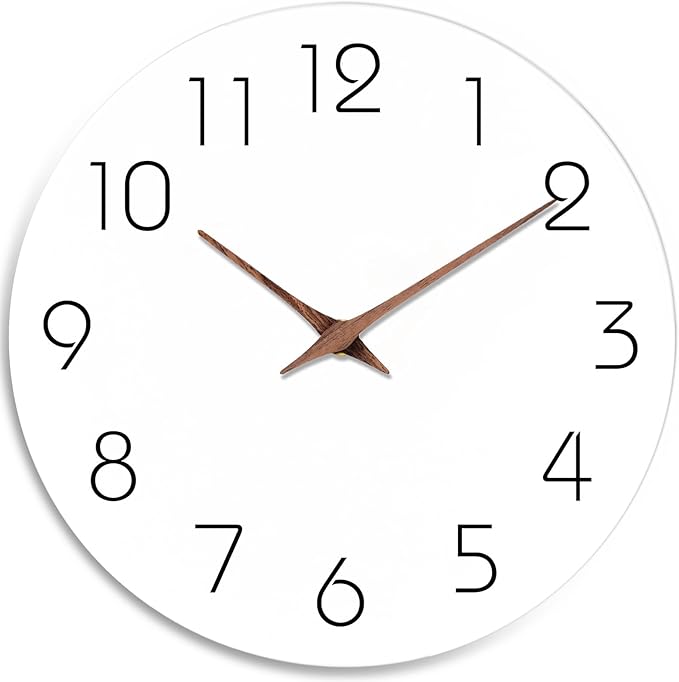 Mosewa Wall Clock Battery Operated 8 Inch White Silent Non Ticking Simple by MOSEWAWALLCLOCK