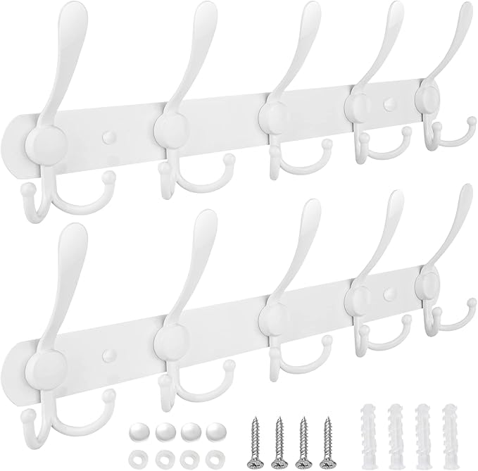 TICONN Wall Mounted Coat Rack, Five Heavy Duty Tri Hooks All Metal Construction by TICONN