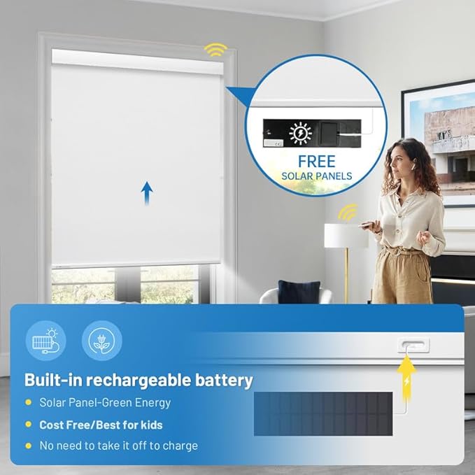 Motorized Blinds with Remote, Cordless Smart Blinds with Valance Cover - Image 2