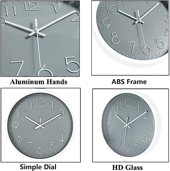 JUSTUP 12in Non-Ticking Wall Clock, Silent Battery Operated Wall Clock - Image 2