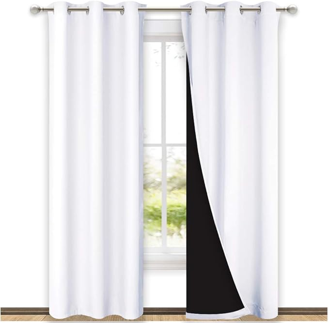 NICETOWN White Blackout Curtains 80 inches Long, Full Light Blocking Drapes by NICETOWN