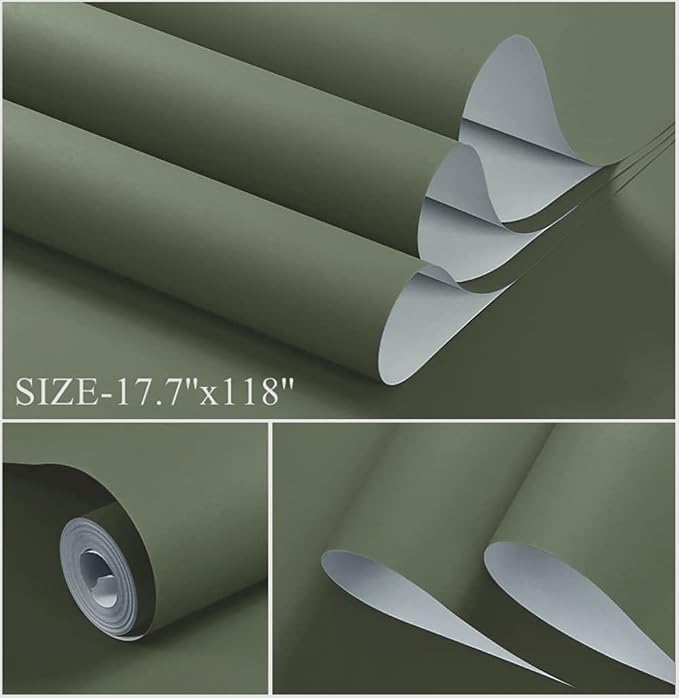 Dimoon 236''x17.7'' Green Peel and Stick Wallpaper Contact Paper Modern Self - Image 2