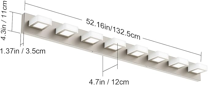 Ralbay 8-Light Brushed Nickel Bathroom Vanity Lights Metal Acrylic LED Modern - Image 6