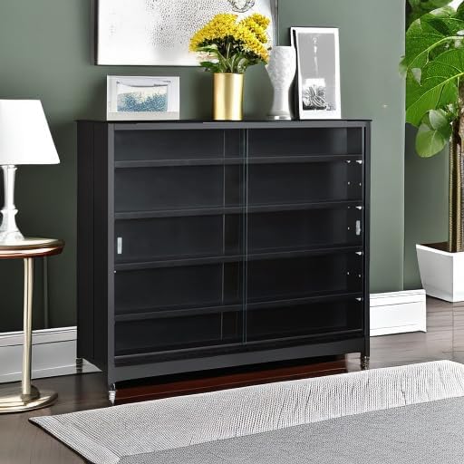 HOMCOM 5-Tier Display Cabinet, Glass Door Cabinet - Image 6