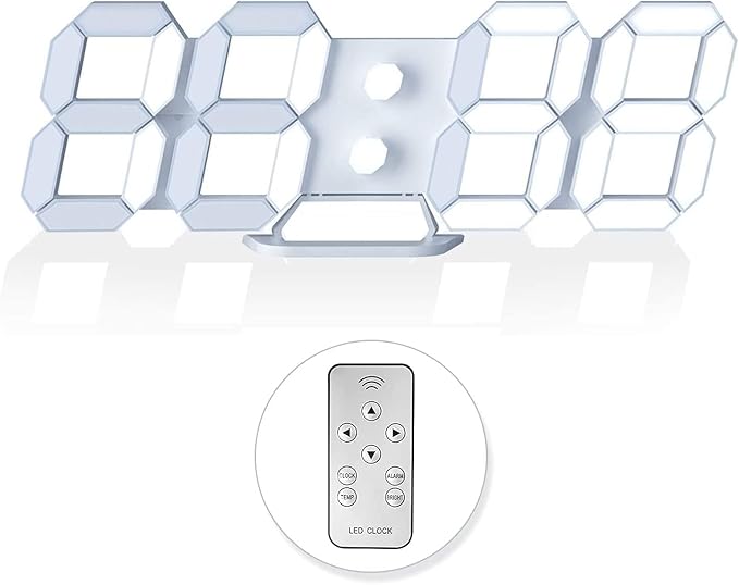 3D LED Digital Wall Clock/Desk Alarm Clock by HOME