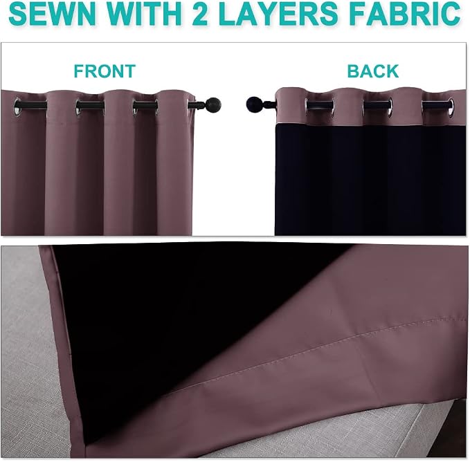 NICETOWN Bedroom Full Blackout Room Warming Curtain Panels, Super Thick - Image 5