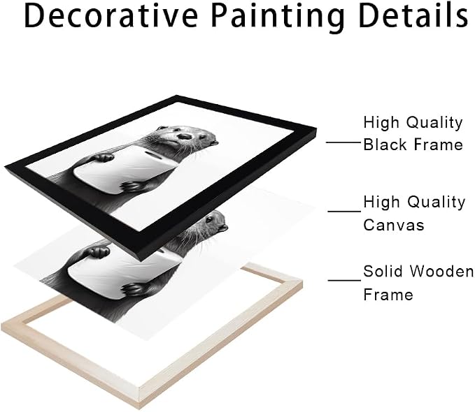 Bathroom Picture Wall Decor, Framed Black and White Bathroom Wall Art, Toilet - Image 5
