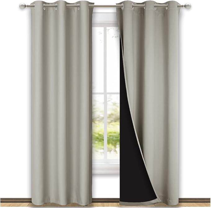 NICETOWN Natural Blackout Curtains 80 inches Long, Full Light Blocking Drapes by NICETOWN