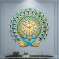 Large Peacock Wall Clock 27.6 inch Non-Ticking Silent Crystal Creative by FMTADDecorativeWallClocks