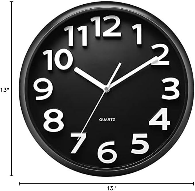 Plumeet 13'' Wall Clock, Large Battery Operated Wall Clocks Silent Non-Ticking - Image 8