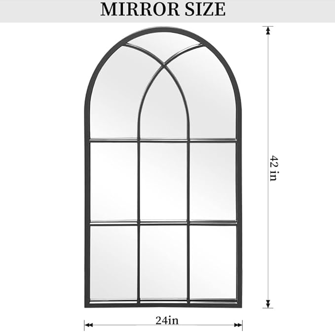 Dewfig Arched Window Wall Mirror, Decorative Mirror, Vanity Mirrors - Image 3