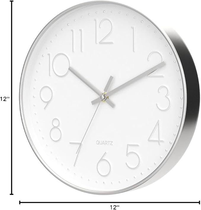 Tosnail 12 Inches Round Silent Non Ticking Quartz Wall Clock - Image 10