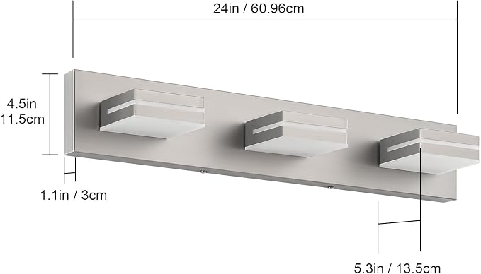 SineRise LED Modern Bathroom Vanity Light Fixtures, Brushed Nickel Modern - Image 6