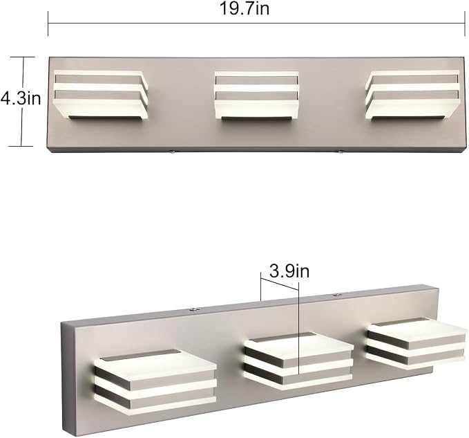 Brushed Nickel Vanity Lights for Bathroom Light Fixtures Adjust 3 Colors Modern - Image 6