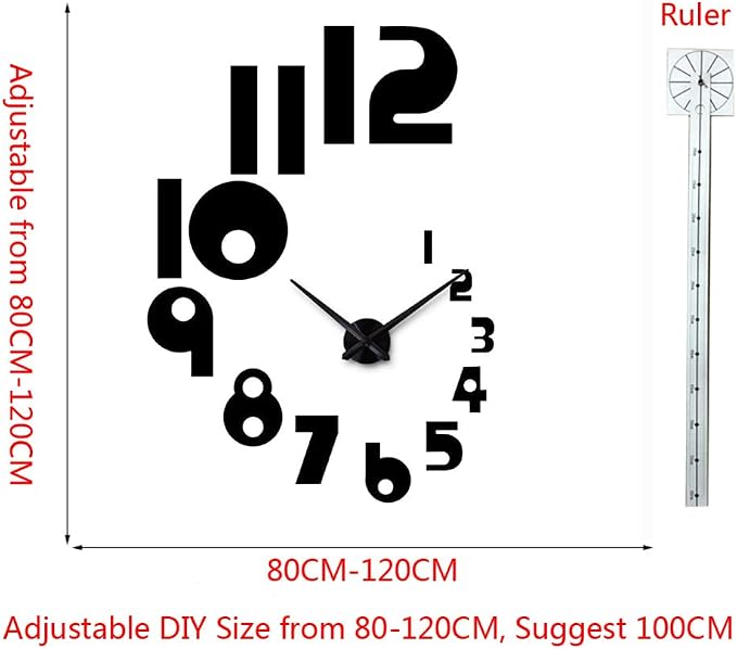 DIY 3D Wall Clock Large Frameless Watch Mirror Surface Wall Art Clock - Image 2