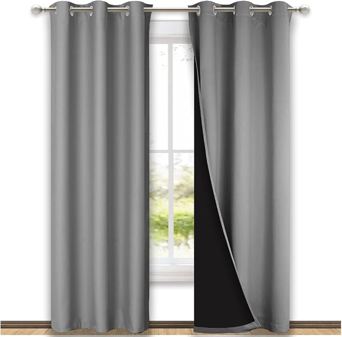 NICETOWN Silver Grey Full Shade Curtain Panels, Pair of Thermal Insulated & by NICETOWN