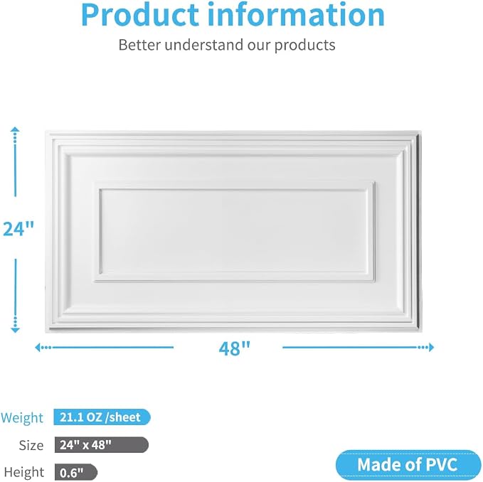 Art3d Drop Ceiling Tiles, 24x48in. White - Image 2
