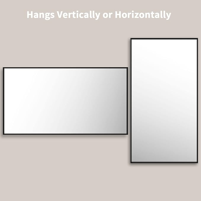 LOAAO 55"X30" Black Rectangle Bathroom Mirror Wall, Matte Black Aluminum Alloy - Image 4