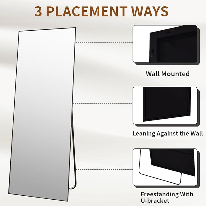 VooBang Mirror Full Length, Aluminum Alloy Frame Full Body Mirror, Standing - Image 5