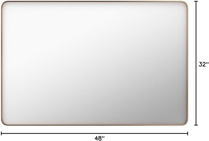 LOAAO 48”X32” Gold Bathroom Mirror, Rounded Rectangle Gold Frame Mirror - Image 9