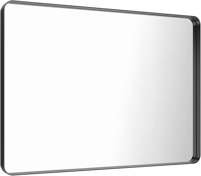 LOAAO 48X30 Inch Black Metal Framed Bathroom Mirror - Image 3
