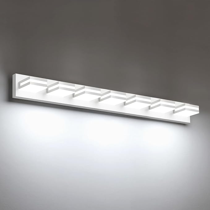 IZORRO LED Modern Bathroom Lights Fixtures, Matte White Acrylic Wall Lighting by IZORRO