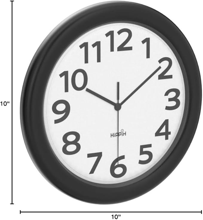HIPPIH 2 Pack Silent Wall Clock, 10 Inch Non Ticking Quiet Digital Sweep - Image 10