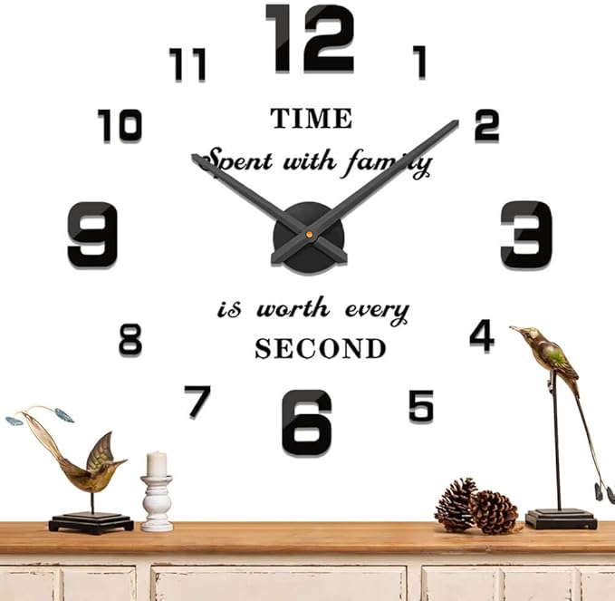 Mintime Modern Frameless DIY Wall Clock Large 3D Wall Watch Mirror Numbers by Asrnten