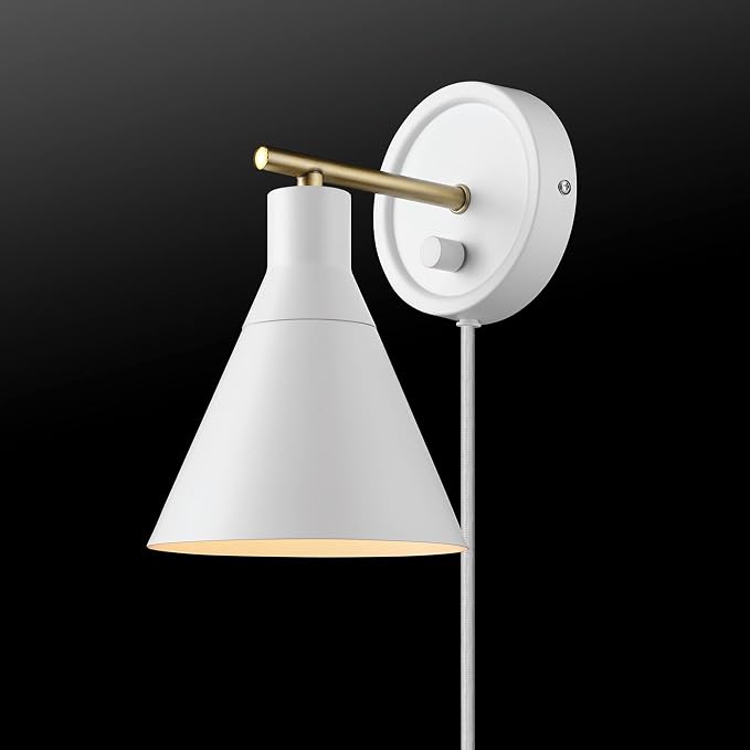 Globe Electric 65542 1-Light Plug-in or Hardwire Wall Sconce, Matte White - Image 2