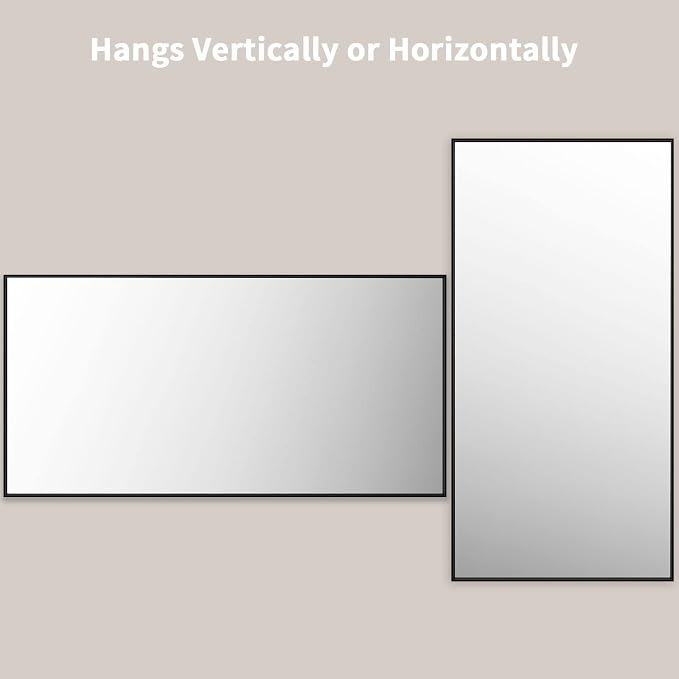 LOAAO 72"X36" Black Rectangle Bathroom Mirror Wall, Matte Black Aluminum Alloy - Image 4