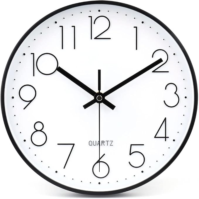 jomparis 10 Inch Black Wall Clock Battery Operated Silent & Non-Ticking Wall - Image 4