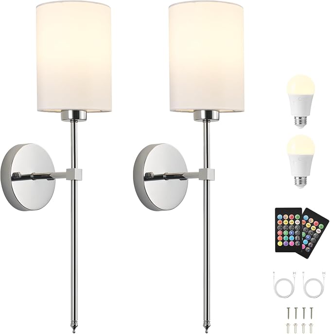 Battery Operated Wall Sconces Set of Two, - Image 9