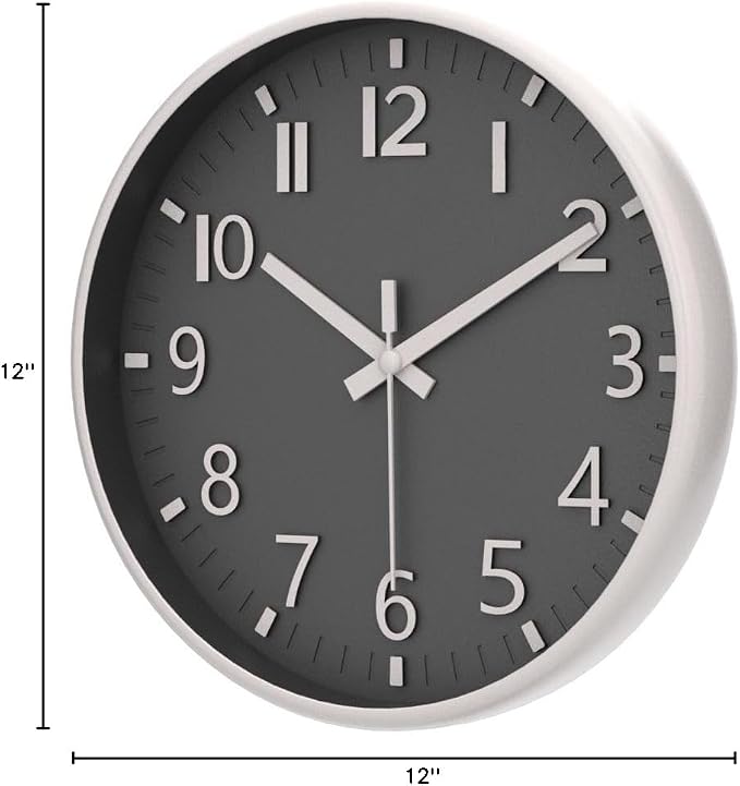 HZDHCLH Grey Wall Clock 12 Inch Silent Non Ticking Clock - Image 7
