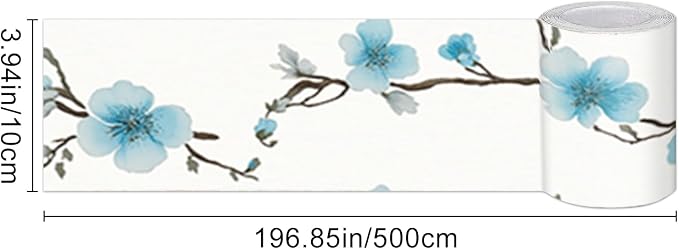 HOMETITUTE Wallpaper Border Peel and Stick Blue Blossom Texture Decorative Wall - Image 3