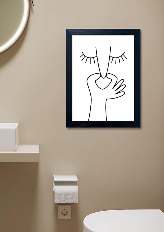 Funny Bathroom Wall Decor Black and White Bathroom Wall Art Framed Toliet Art - Image 7