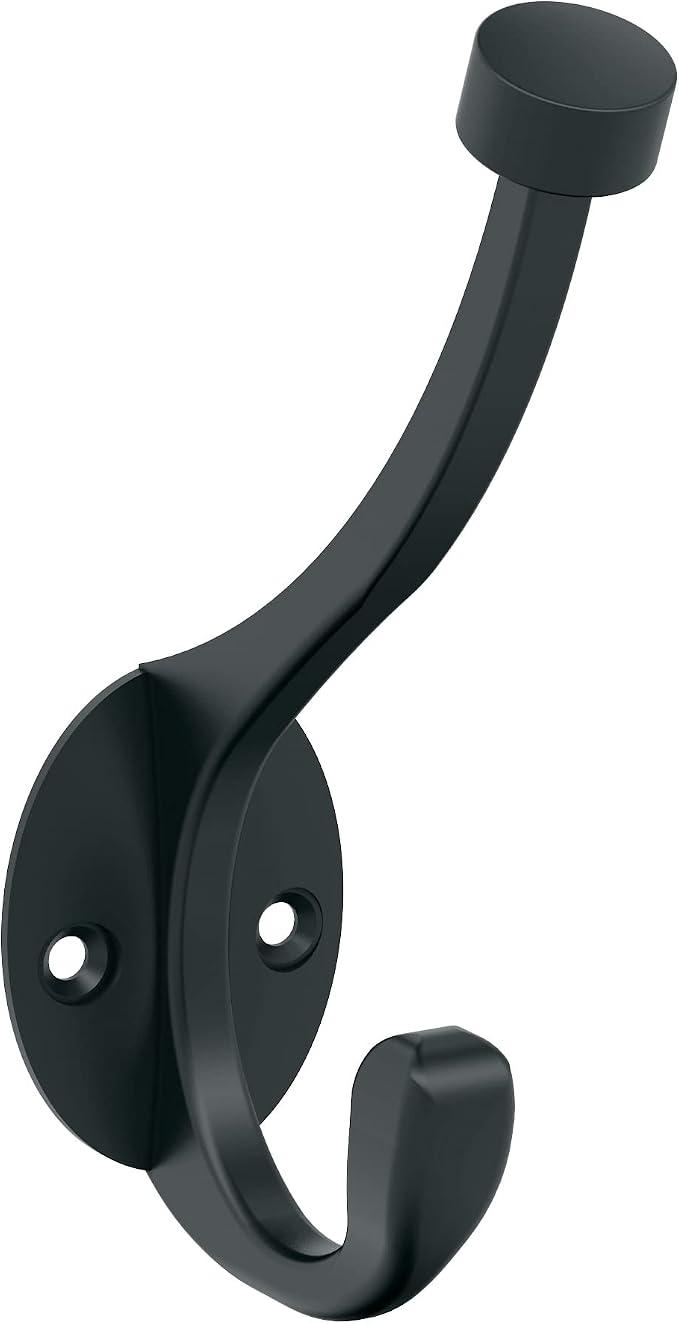 Amerock H55465MB | Adare Double Prong Decorative Wall Hook | Matte Black Hook by Amerock