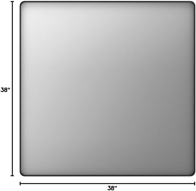 LOAAO 38x38 Inch Black Metal Framed Bathroom Mirror - Image 8