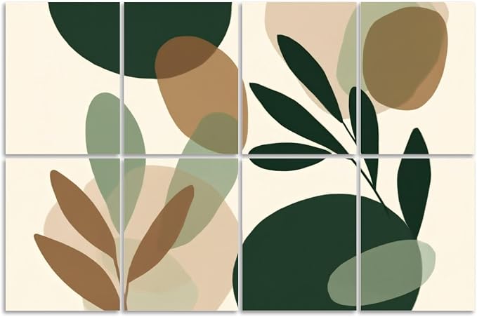 8 Pack Art Acoustic Panels Sound Absorbing Boho Botanical Leaf Orange Green by Unknown