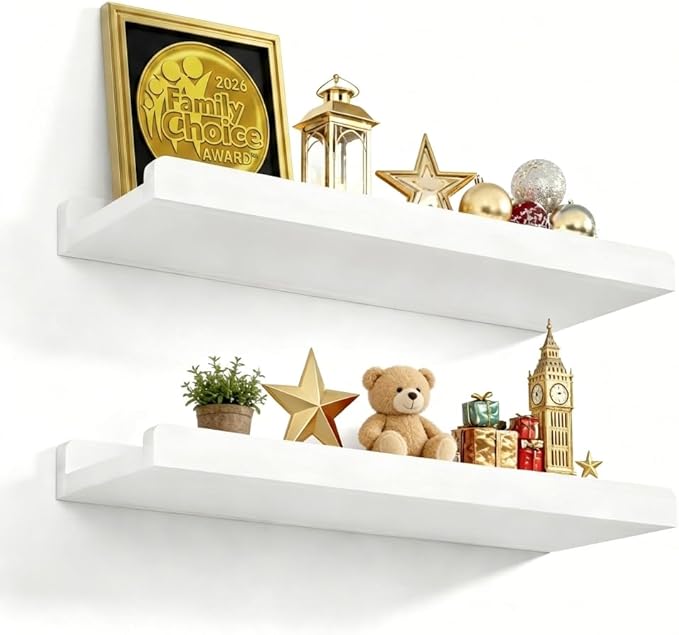 Love-KANKEI Floating Shelves Wall Mounted Set of 2, 17 Inch Rustic Wood Wall by Love-KANKEI