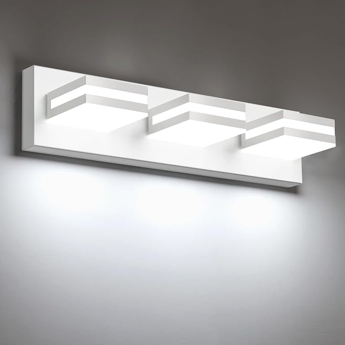IZORRO LED Modern Bathroom Lights Fixtures, Matte White Acrylic Wall Lighting by IZORRO