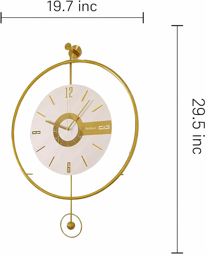 Large Luxury LED Backlit Wall Clock – Pendulum Roman Numeral Metal Ring - Image 9